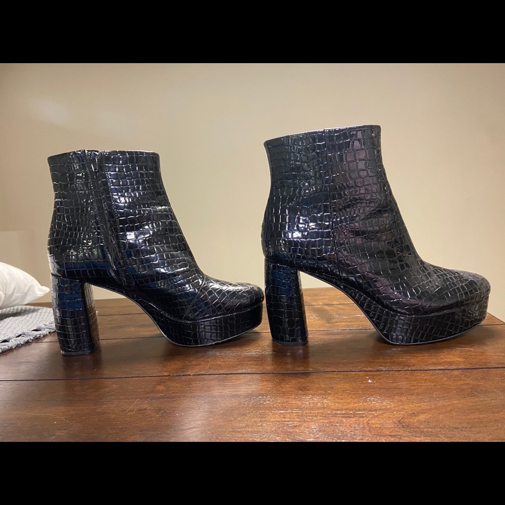 faux snakeskin booties